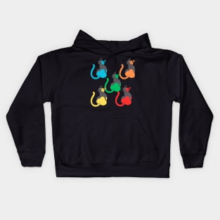 Geometric Cats artline Colorful Cute Abstract Retro Design Kids Hoodie